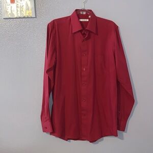 Adolfo Red Office Formal Long Sleeve Button Down Dress Shirt
